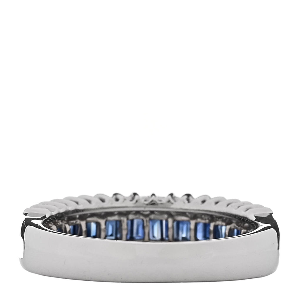 Platinum Diamond Blue Sapphire 0.50ctw Three Row Ring 53 6.5