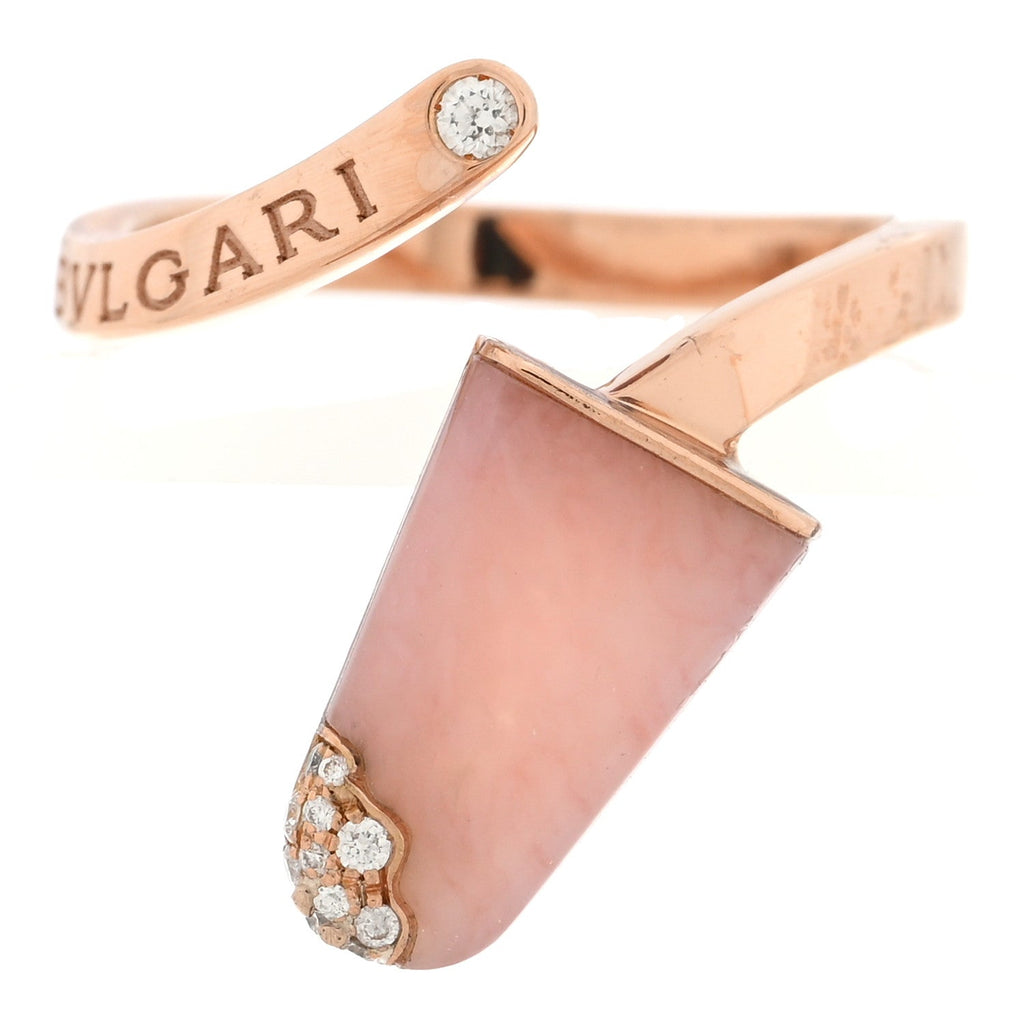 18K Rose Gold Diamond Pink Opal Gelati Ring 50 5.25