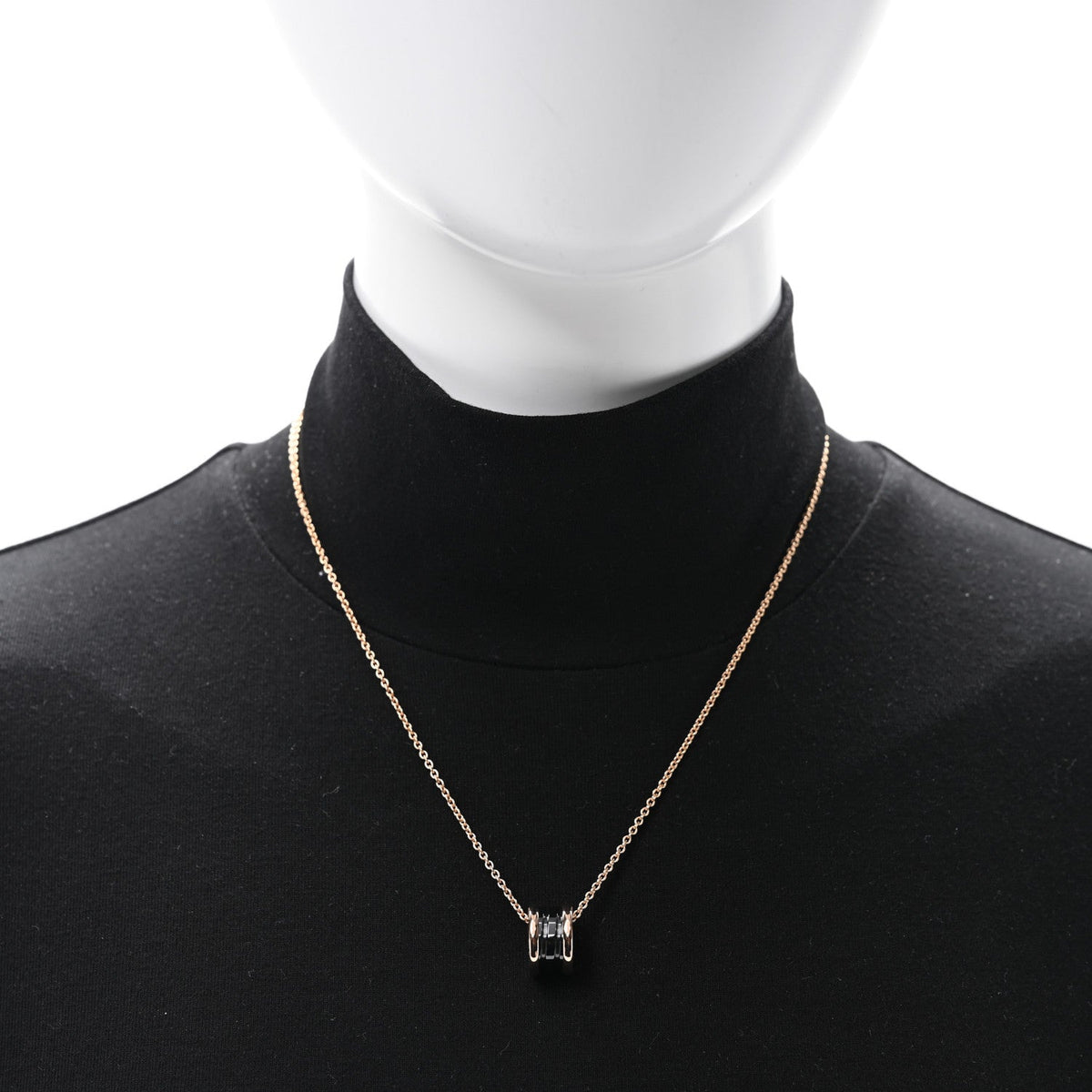 18K Rose Gold Black Ceramic Diamond B.Zero1 Pendant Necklace