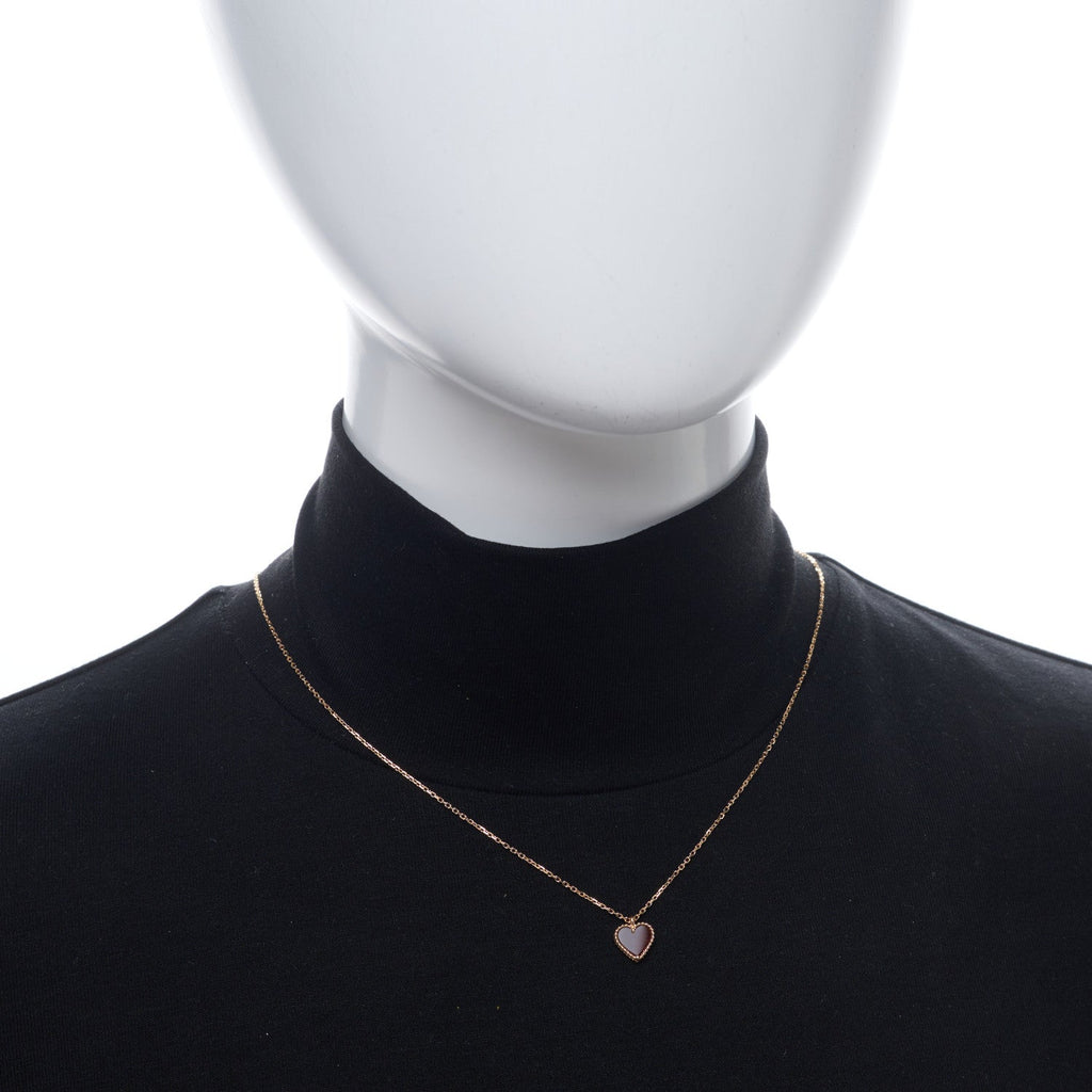 18k Rose Gold Carnelian Sweet Alhambra Heart Pendant Necklace