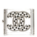 Lucite Baguette Crystal CC Cuff Silver Black