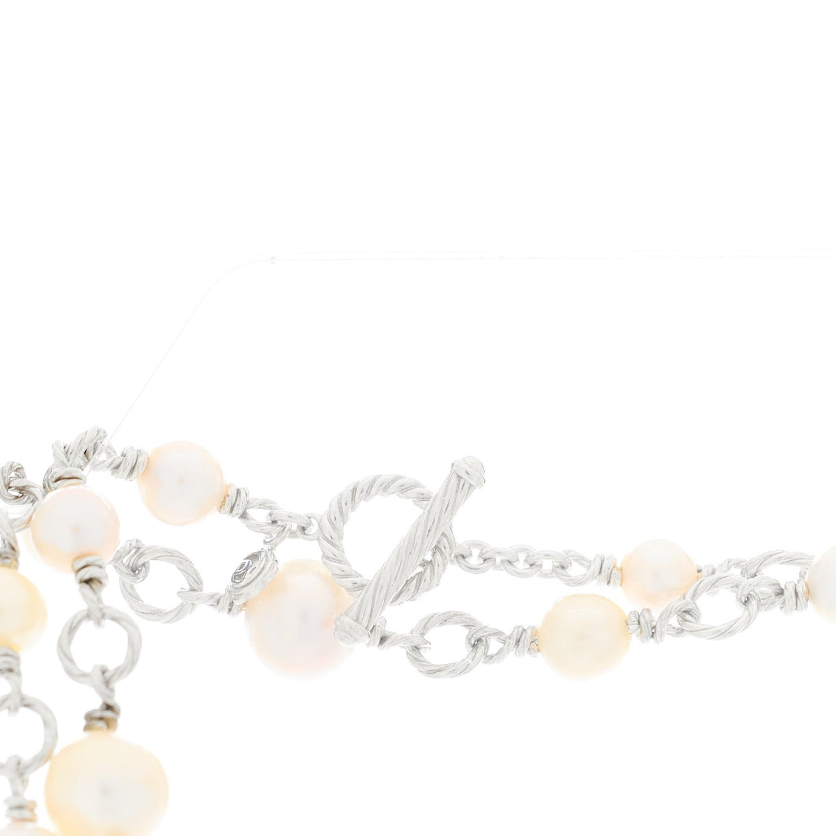 Sterling Silver Cultured Pearl Quatrefoil Long Chain Necklace