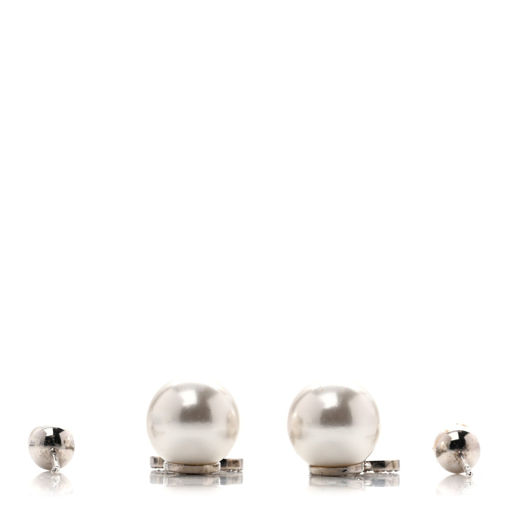Pearl Crystal Tribal CD Drop Earrings Silver