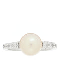 18K White Gold Diamond Akoya Cultured Pearl 8-8.5mm Morning Dew Ring 53 6.5