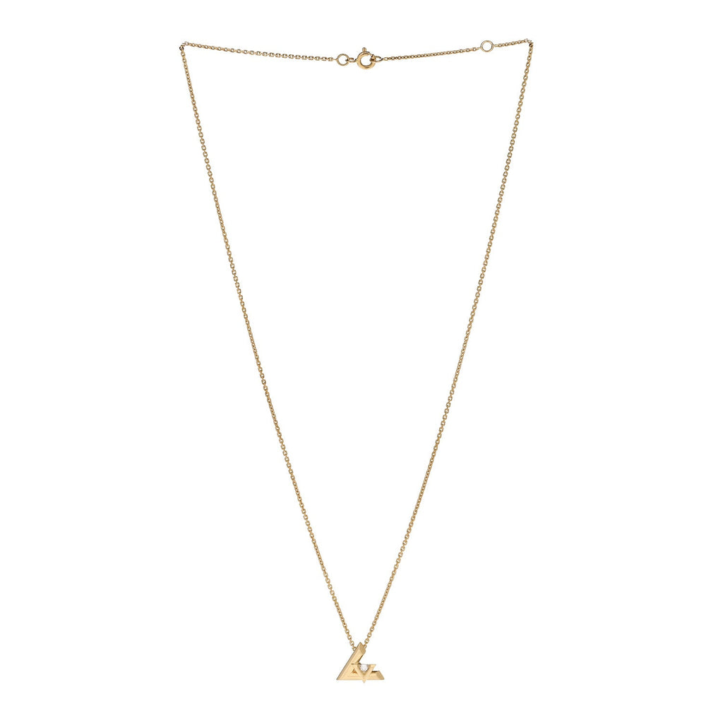 18K Yellow Gold Diamond Small LV Volt One Pendant Necklace