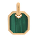 18K Yellow Gold Malachite 15mm Octagonal Amulet Pendant