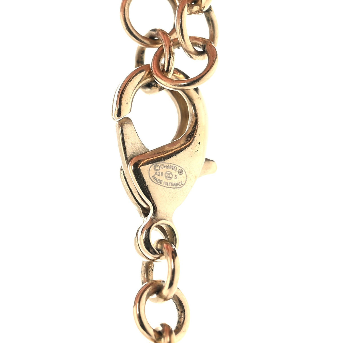 Pearl Crystal CC Coco Necklace Gold