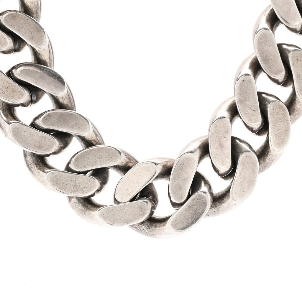 Metal Curb Chain Necklace Oxidized Silver