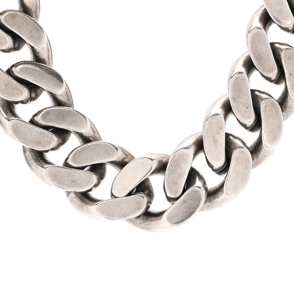 Metal Curb Chain Necklace Oxidized Silver