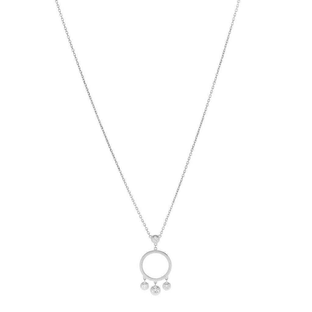 18K White Gold Diamond Legers Drop Necklace