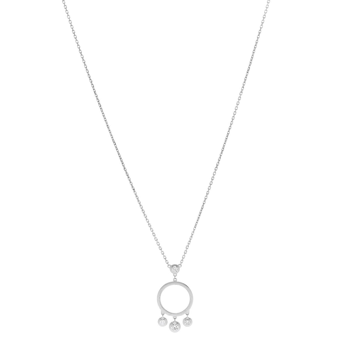 18K White Gold Diamond Legers Drop Necklace