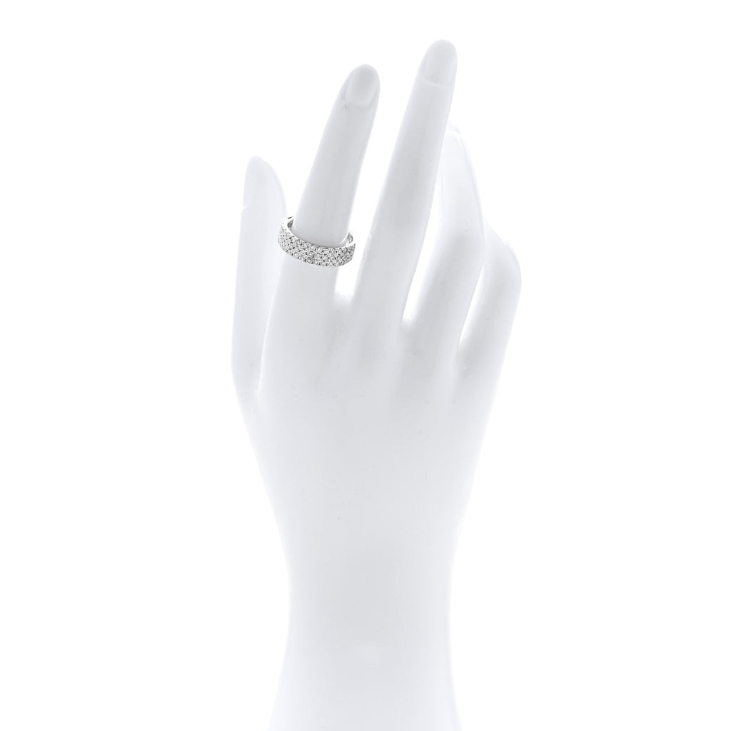 18K White Gold Diamond 1.00ctw Three Row Half Band Ring 54 7