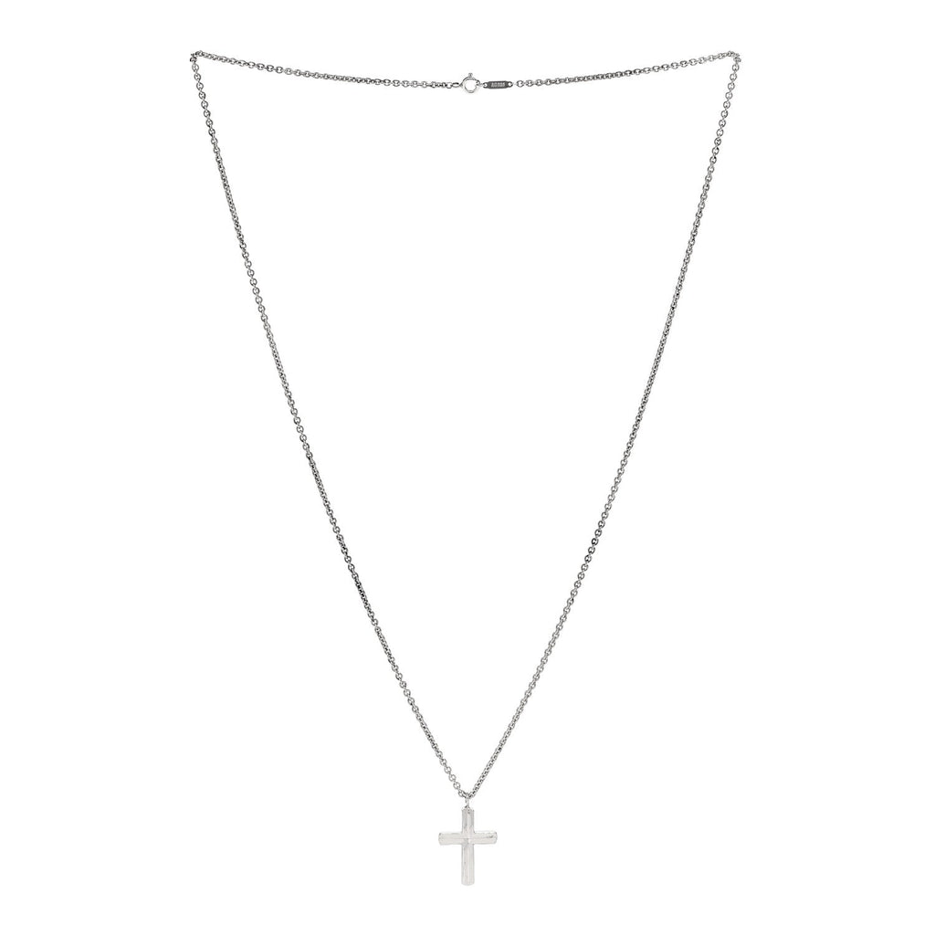 Sterling Silver Concave Cross Pendant Necklace