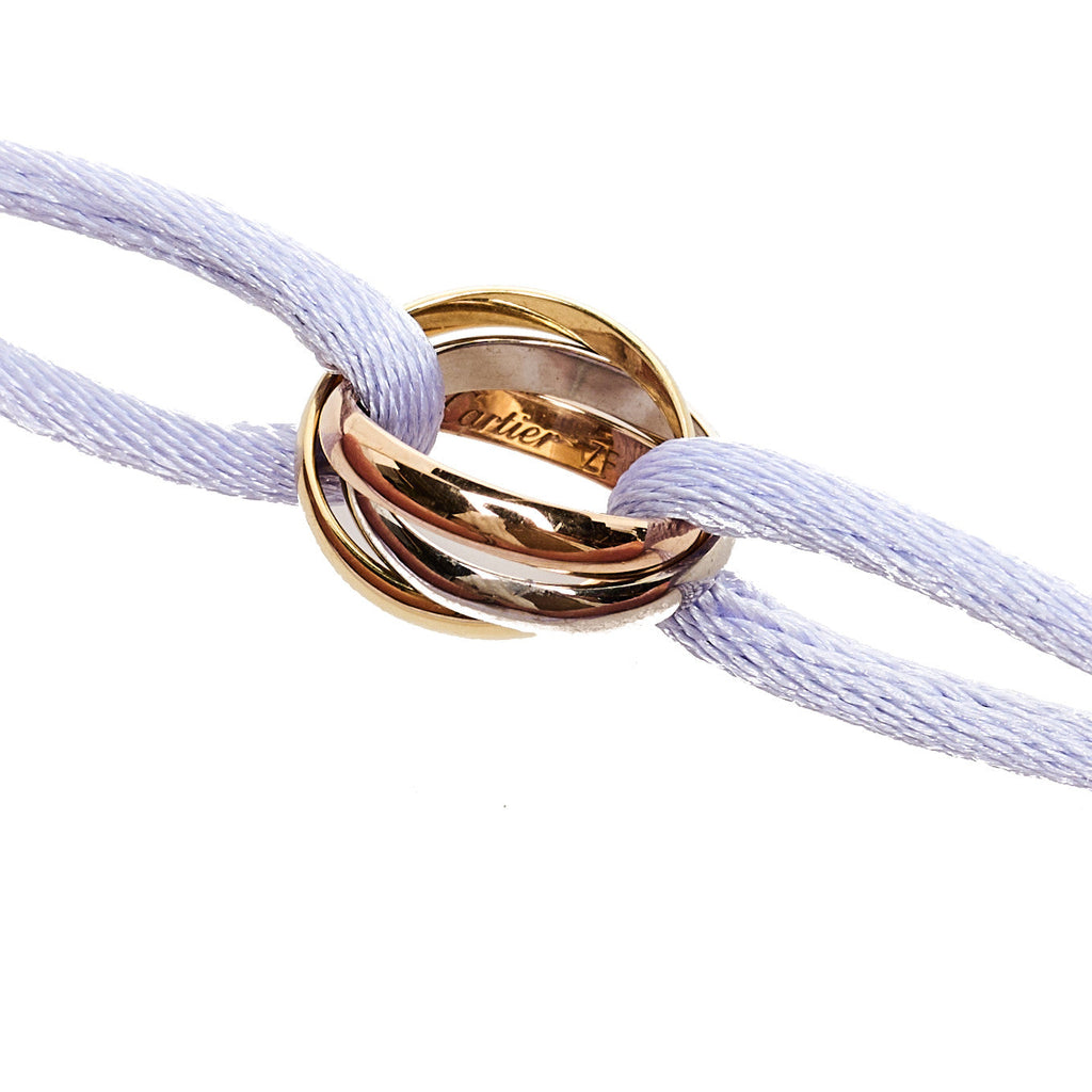 18k Pink Yellow White Gold Trinity Adjustable Cord Bracelet Lilac