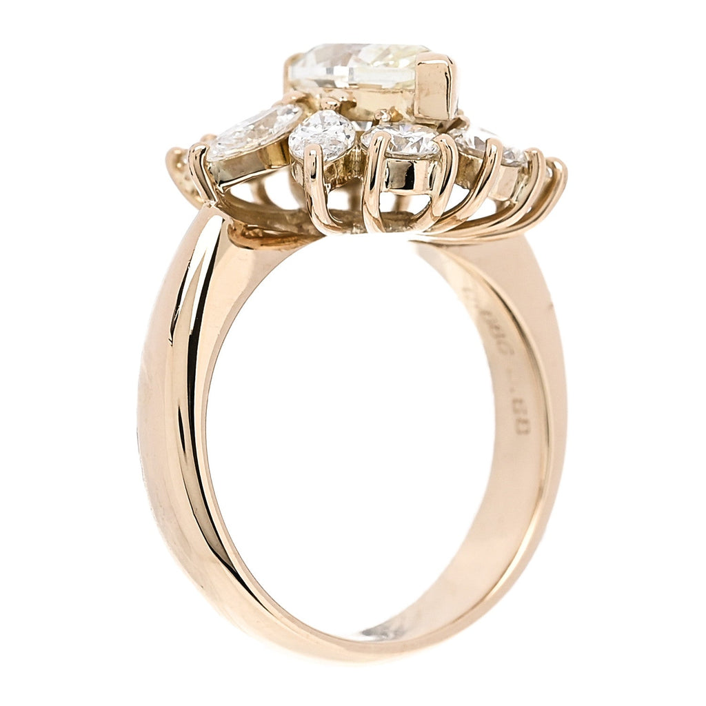 18K Yellow Gold Yellow Diamond 2.98ctw Flower Ring 53 6.25