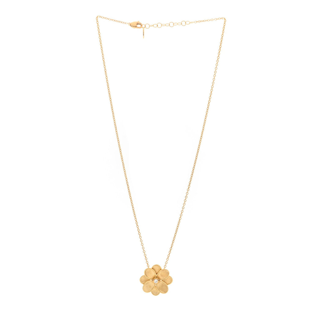 18K Yellow Gold Diamond Petali Flower Pendant Necklace