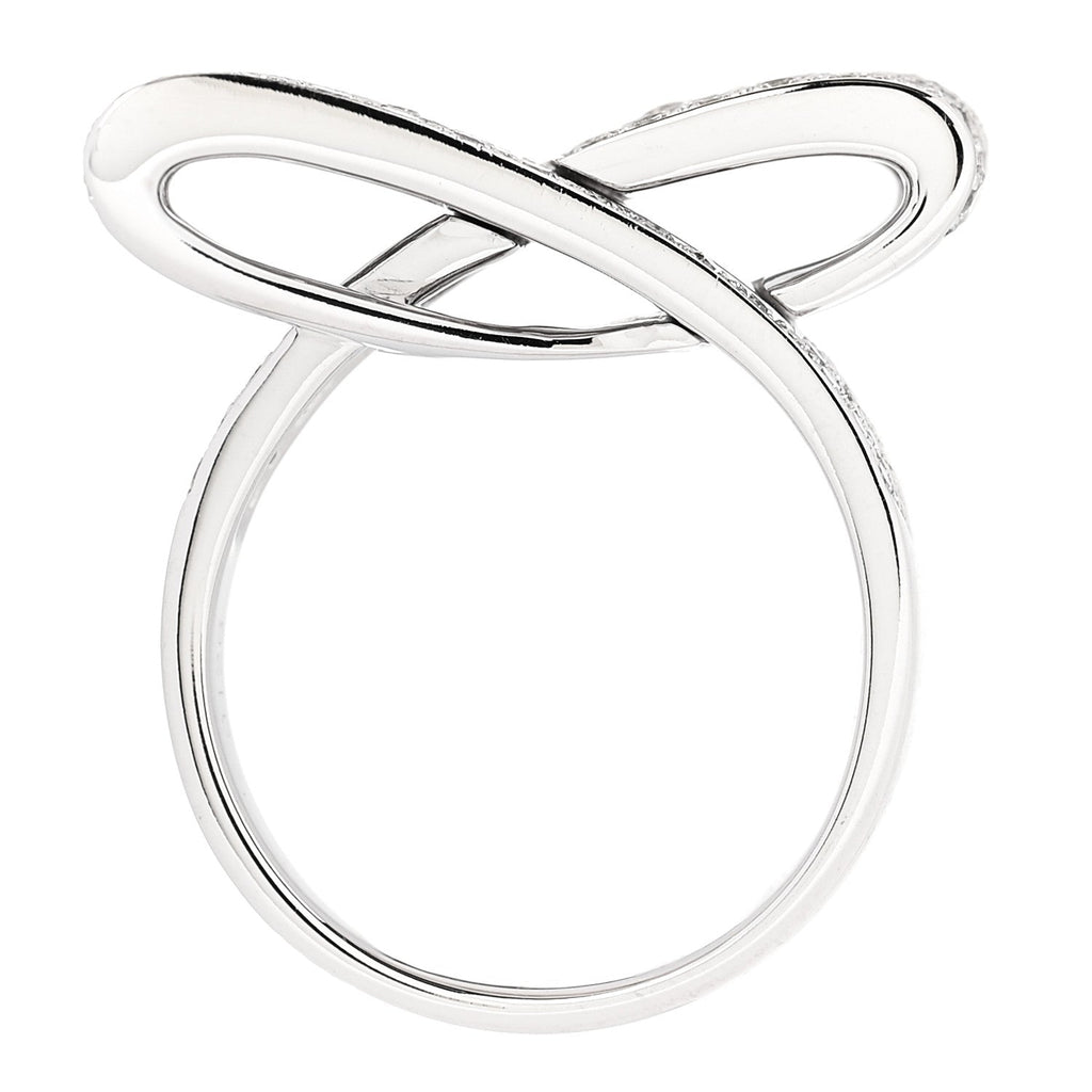 18K White Gold Diamond 1.26ctw Bow Ring 53 6.25