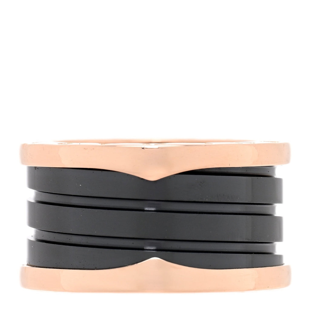 18K Rose Gold Black Ceramic B.Zero1 Four-Band Ring 53 6.25