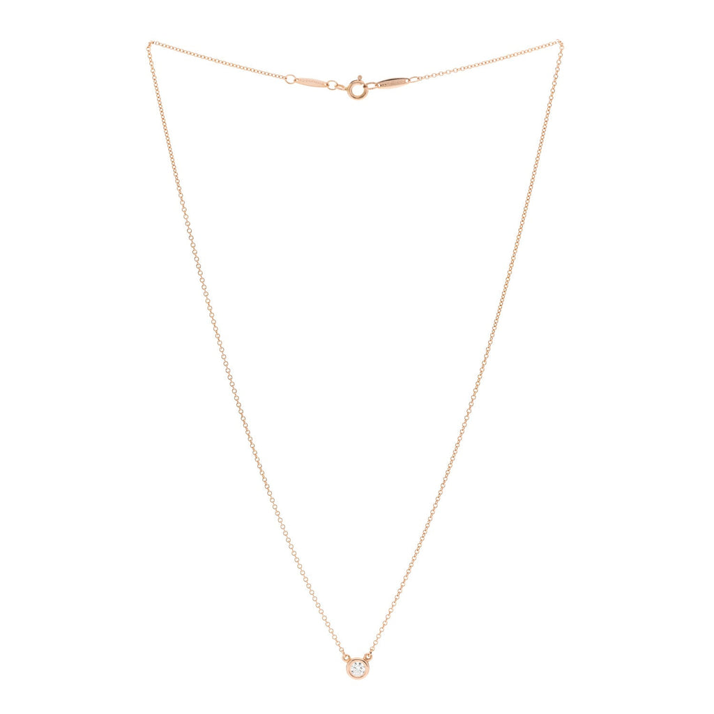 18K Rose Gold Diamond .17ct Elsa Peretti Diamonds by the Yard Pendant Necklace