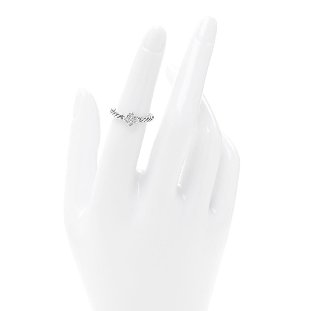 Sterling Silver Diamond Quatrefoil Ring 50 5.25