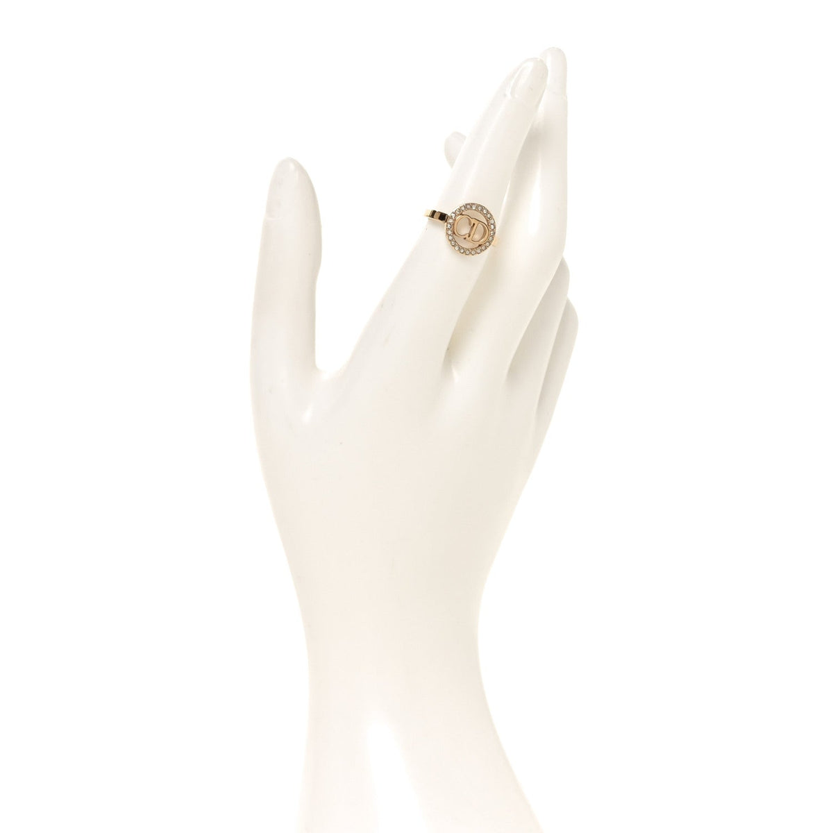 Metal Crystal Round CD Ring M 50 5.25 Gold