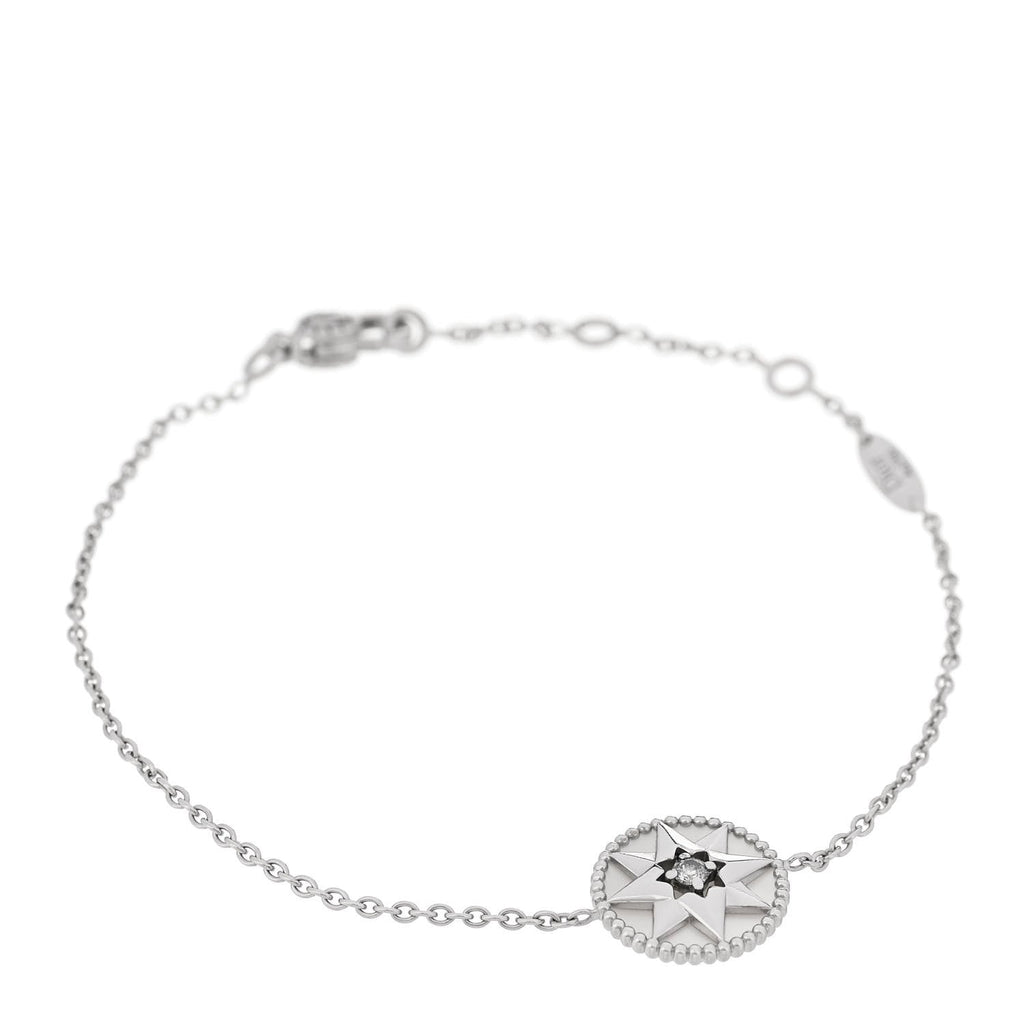 18K White Gold Diamond Mother of Pearl Rose Des Vents Bracelet