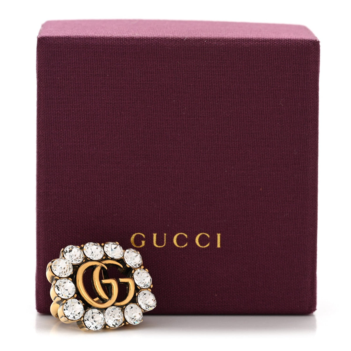 Metal Crystal Double G Ring XS Aged Gold