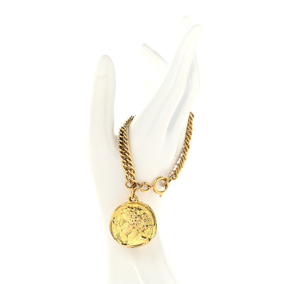 Metal Medallion Chain Bracelet Gold