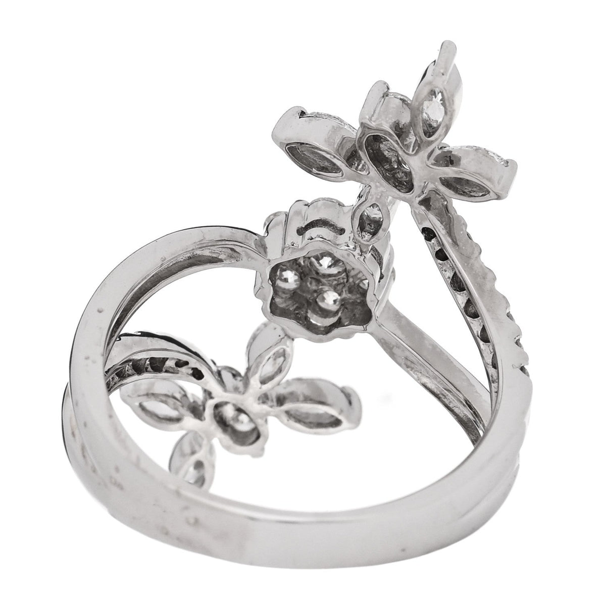 18K White Gold Diamond 1.35ctw Floral Butterfly Ring  56 7.5