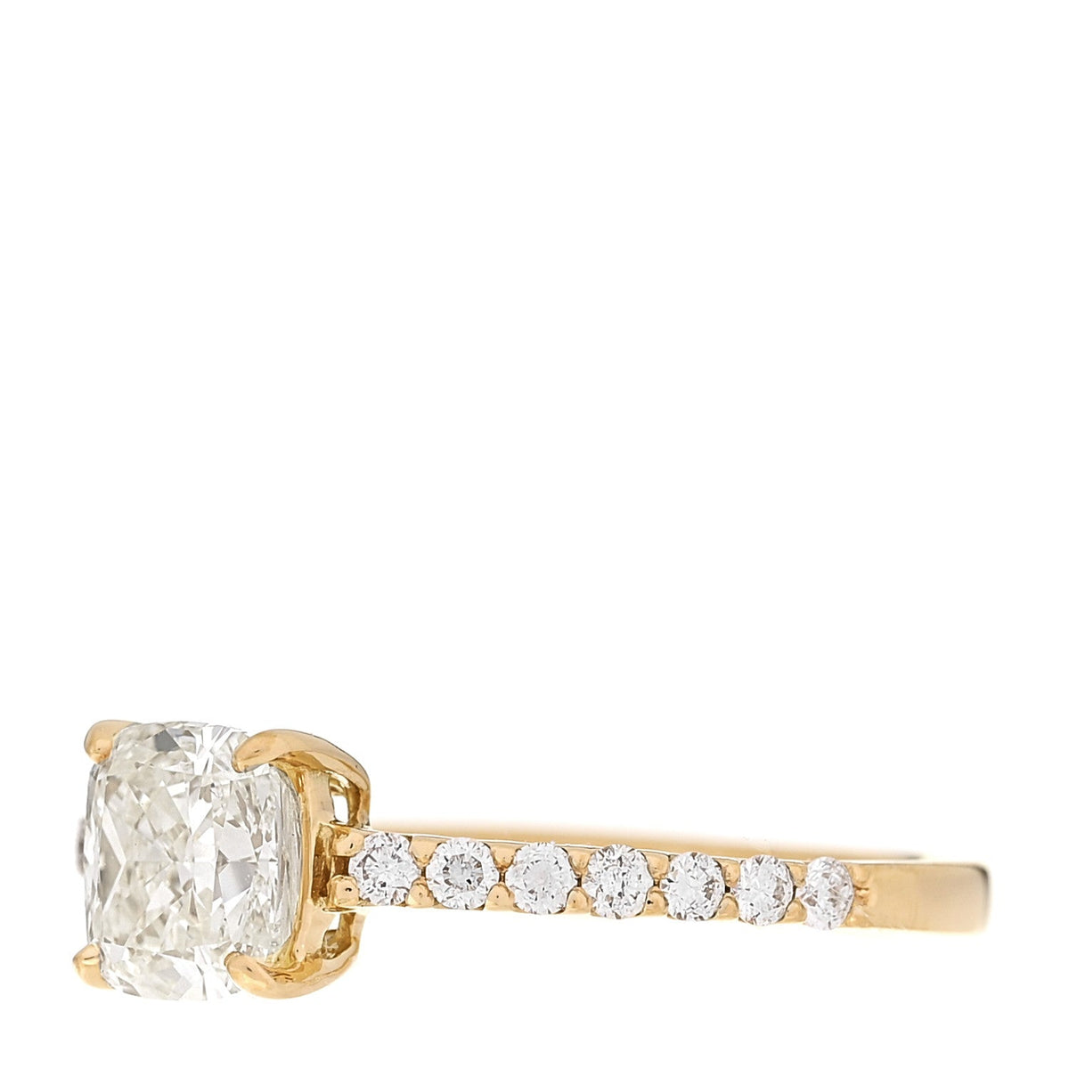 18K Yellow Gold Diamond 1.00ct Cushion Cut Pave Band Engagement Ring 51 5.75