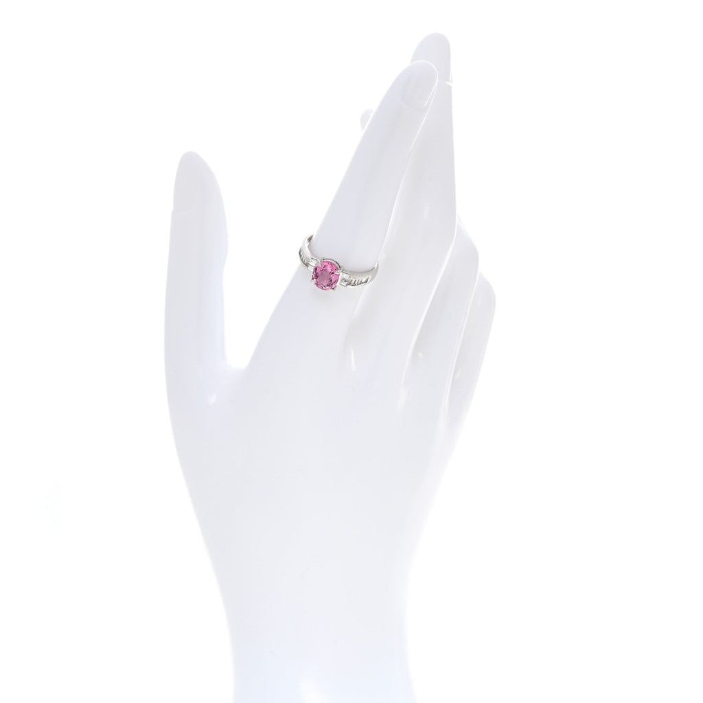 Platinum Diamond Pink Sapphire .31ctw Solitaire Half Band Ring 56 7.5