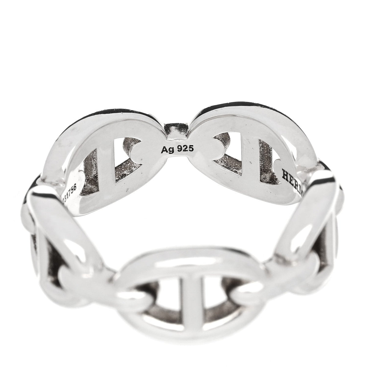 Sterling Silver PM Chaine d'Ancre Enchainee Band Ring 52 6