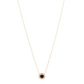 18K Rose Gold Diamond Black Onyx Small T Circle Pendant Necklace