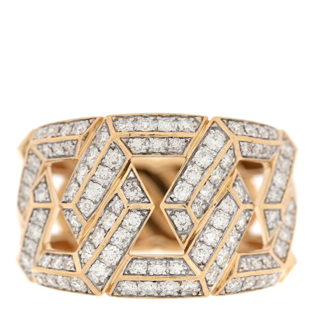 18K Yellow Gold Diamond 16mm Carlyle Ring 57 8