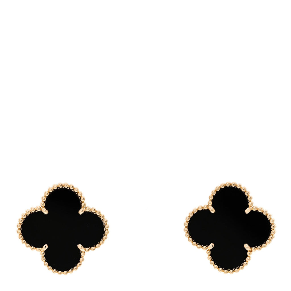 18K Yellow Gold Black Onyx Magic Alhambra Earrings