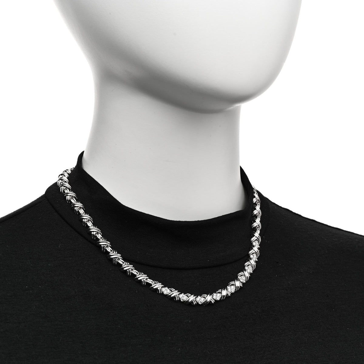 18K White Gold Diamond Signature X Necklace