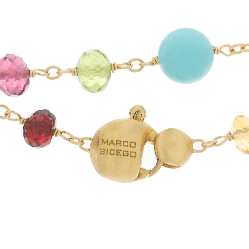 18K Yellow Gold Multi Gemstone Long Necklace