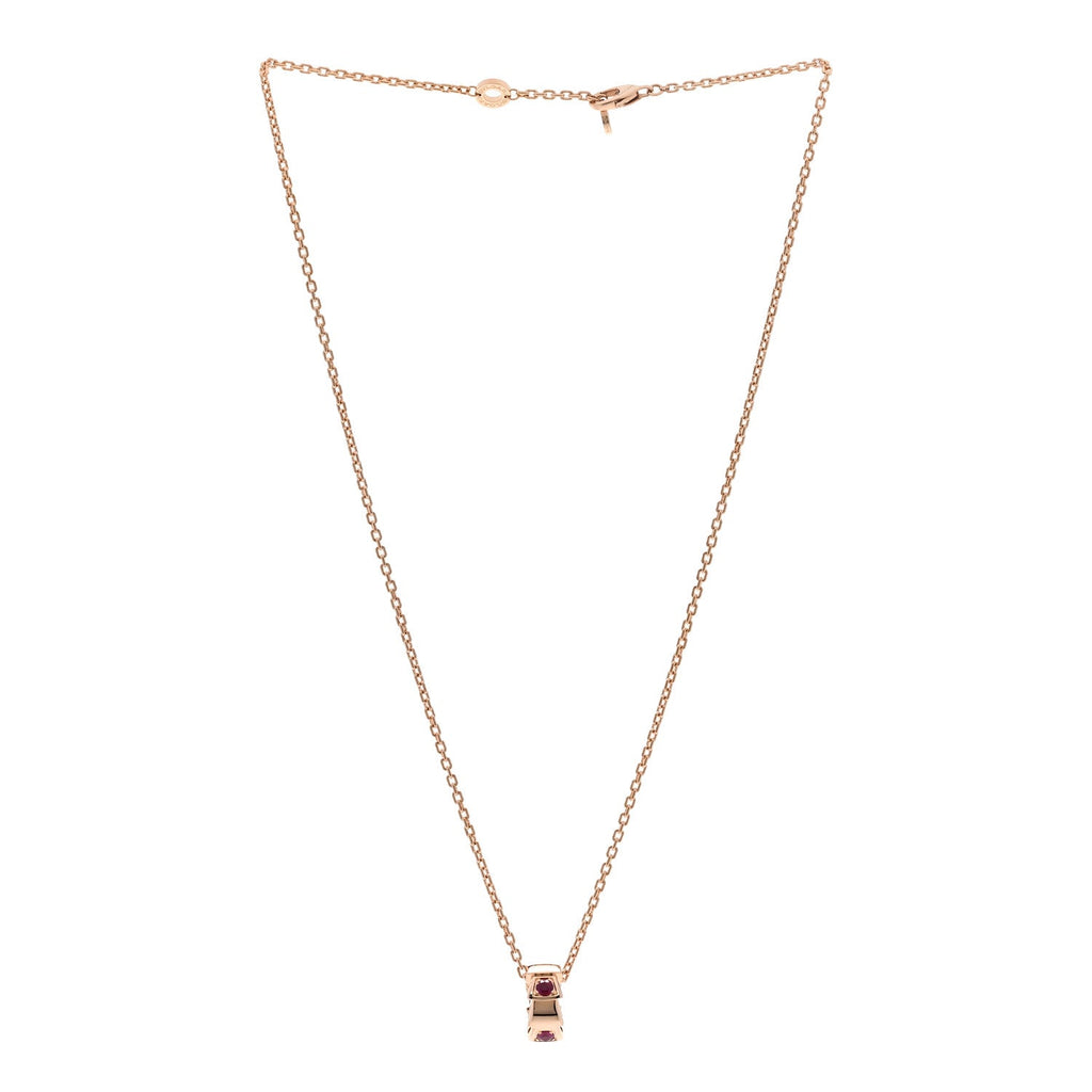 18K Rose Gold Ruby Serpenti Viper Pendant Necklace
