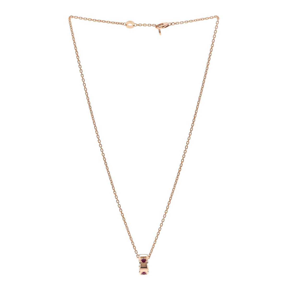 18K Rose Gold Ruby Serpenti Viper Pendant Necklace
