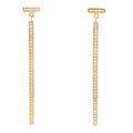 18K Yellow Gold Diamond T Bar Earrings