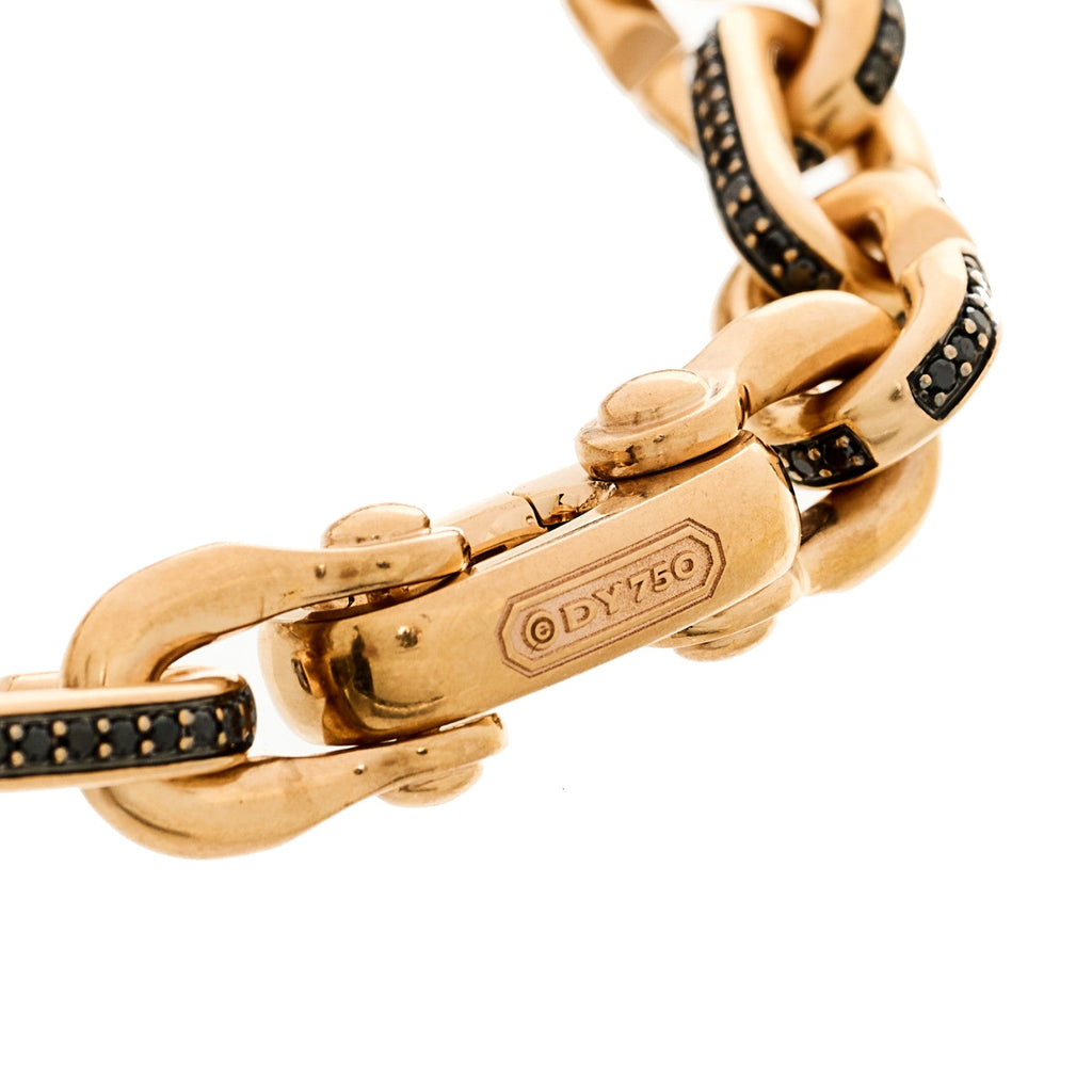 18K Rose Gold Black Diamond Streamline Link Bracelet