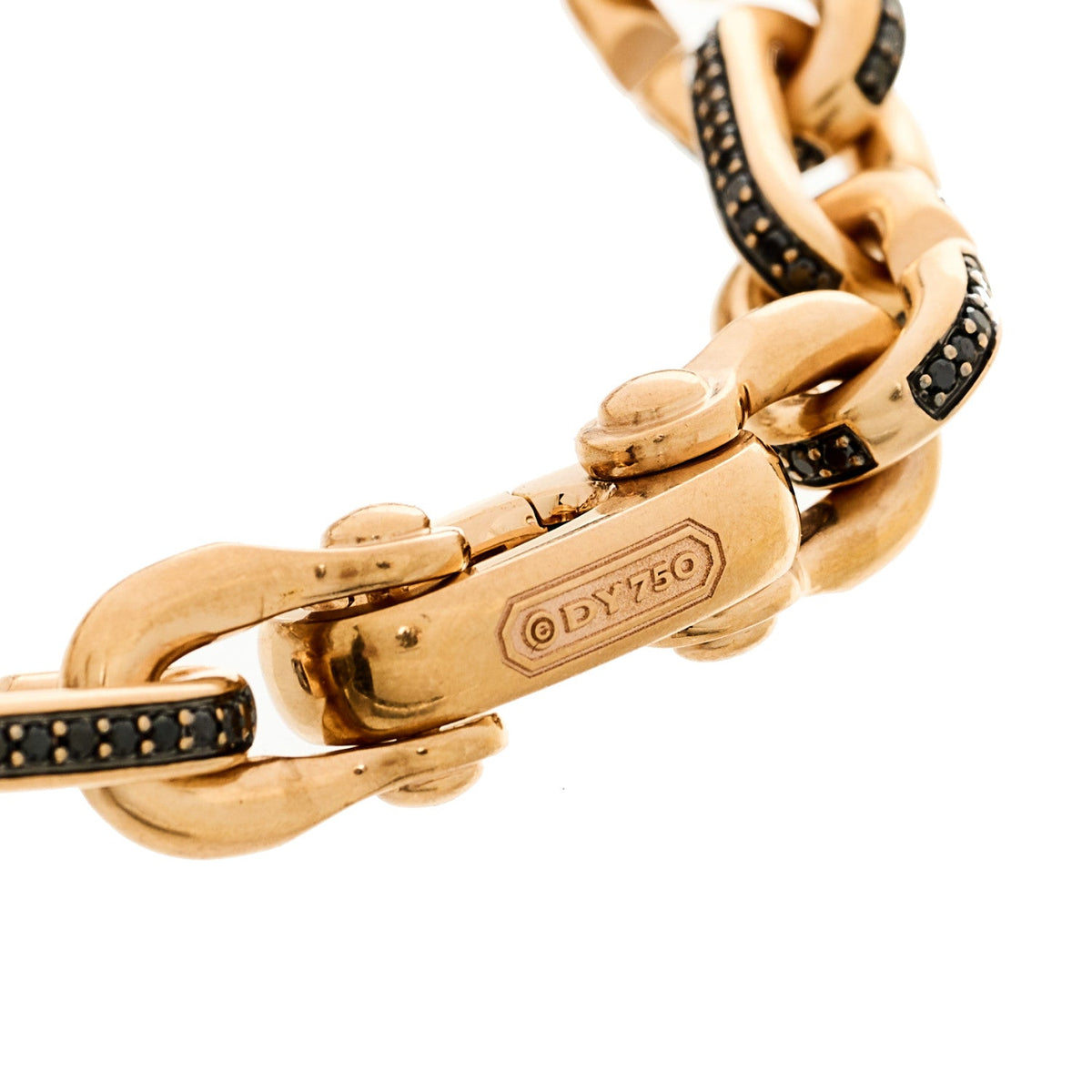 18K Rose Gold Black Diamond Streamline Link Bracelet