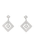 Platinum Diamond Open Square Drop Earrings