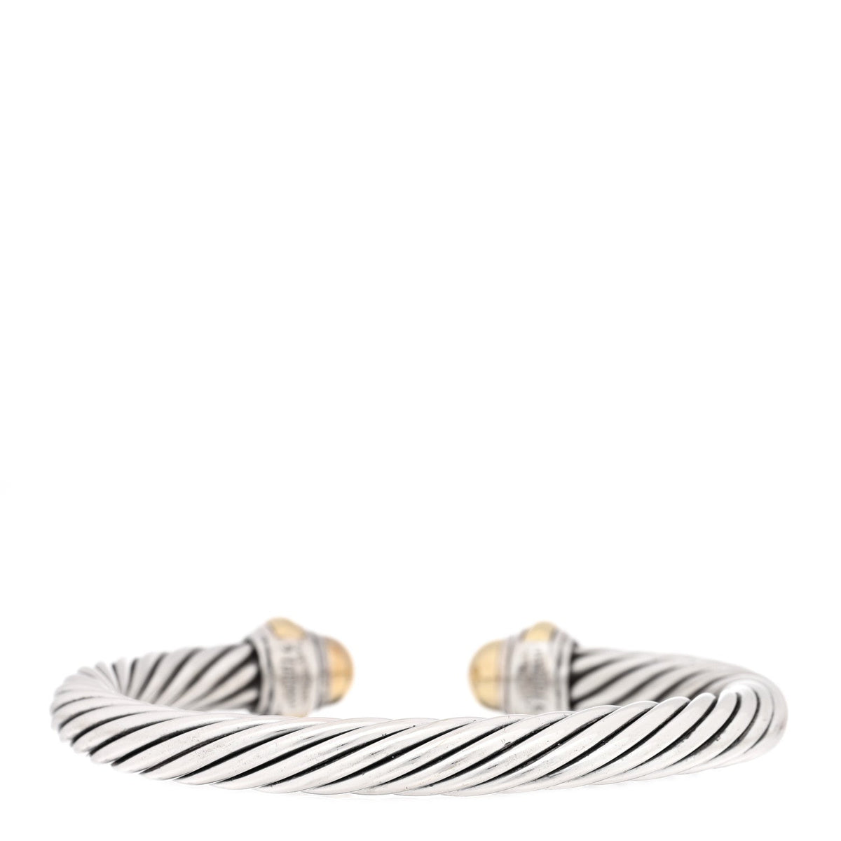 Sterling Silver 14K Yellow Gold 7mm Cable Classics Dome Bracelet