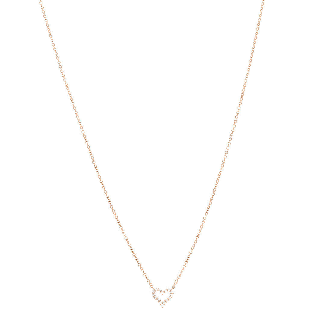 18K Rose Gold Diamond Extra Mini Heart Pendant Necklace