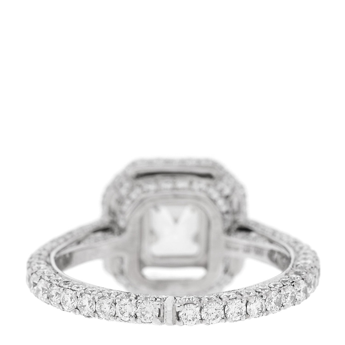 18K White Gold Diamond .96ct Asscher Cut Pave Engagement Ring 45 3.5