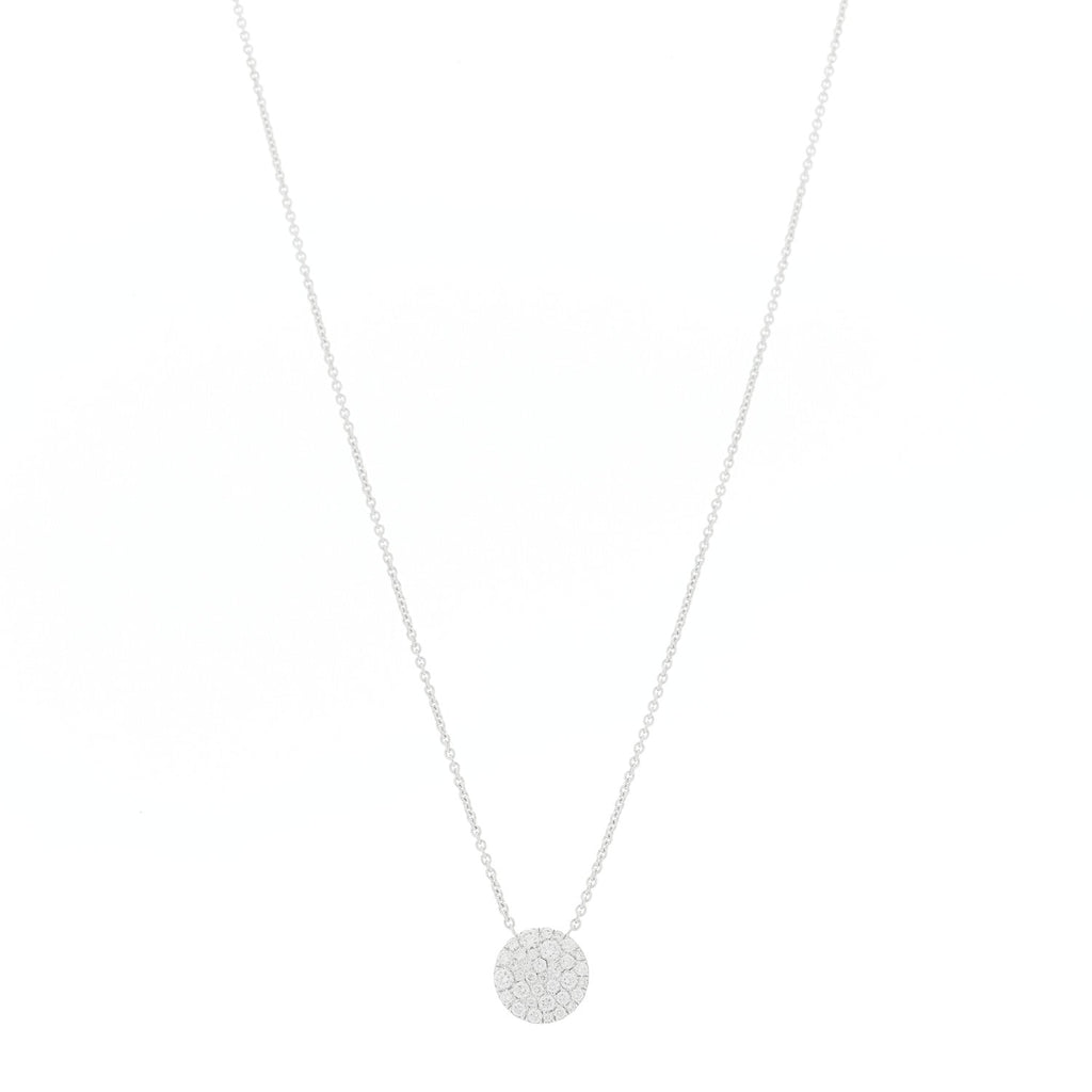 18K White Gold Diamond Metro Round Pendant Necklace
