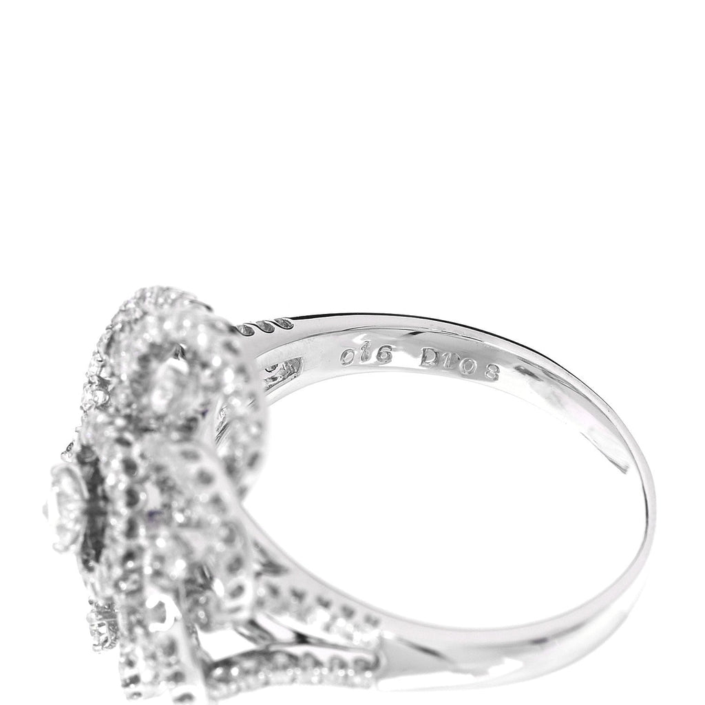 18K White Gold Diamond 1.24ctw Flower Ring 59 8.75