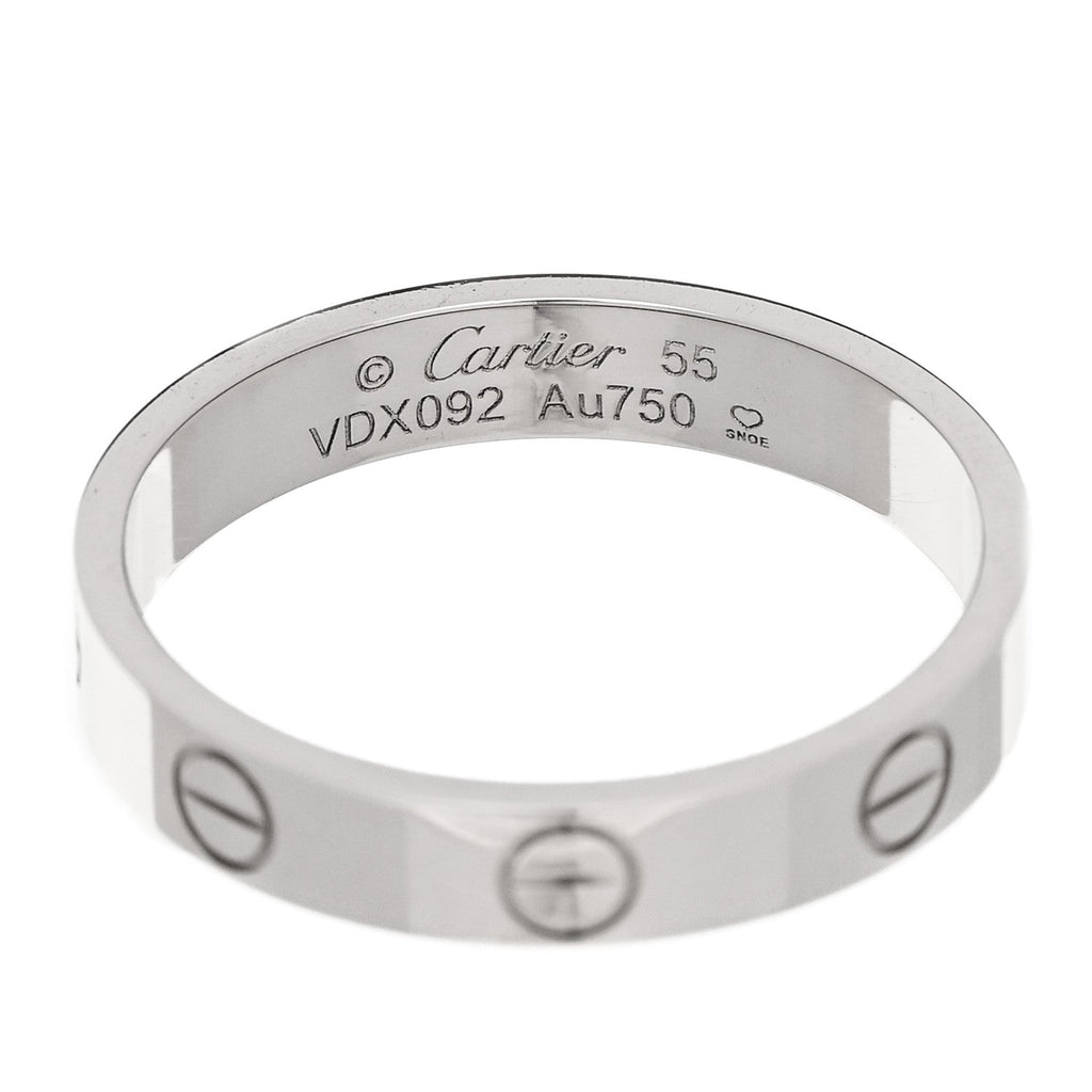 18K White Gold 3.5mm LOVE Wedding Band Ring 55 7.25
