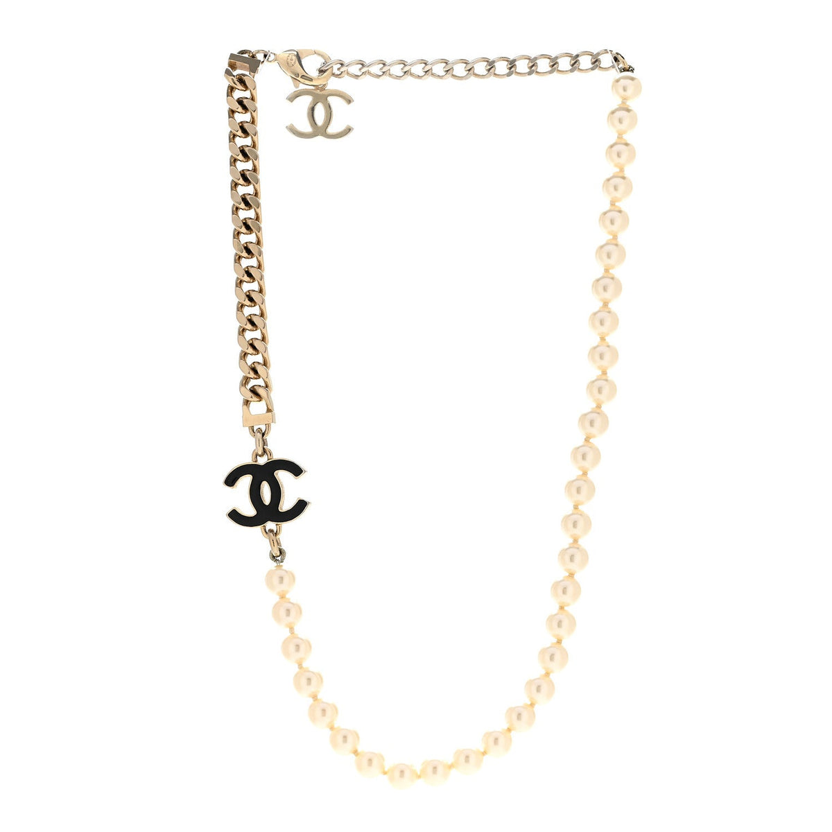 Pearl Resin CC Choker Necklace Gold White Black
